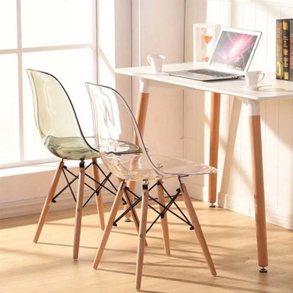 Bộ bàn ghế cafe tiếp khách hiện đại với ghế eames trong suốt Thiên Hòa