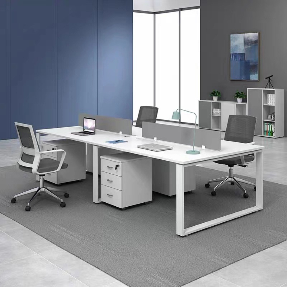 Cụm bàn làm việc 4 người chân sắt hộp Eos EUC02-2412