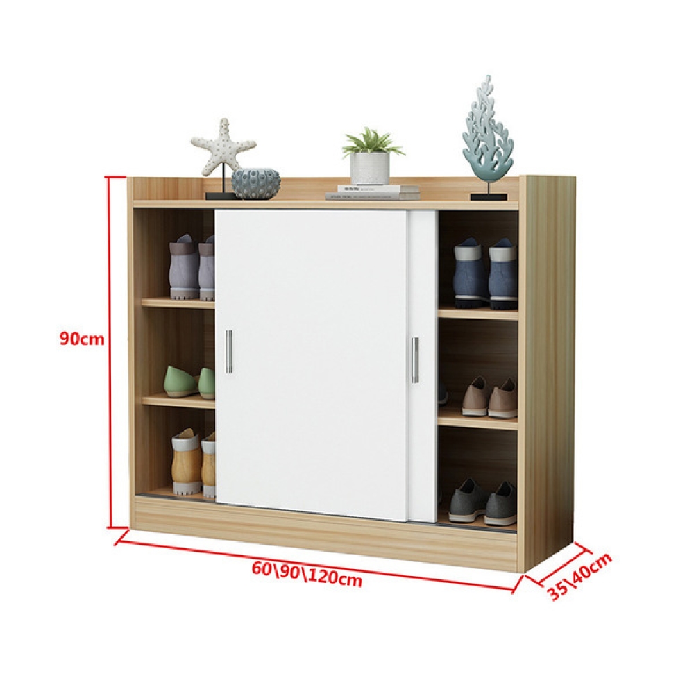 Tủ giày 2 cánh lùa trắng viền gỗ-TG19