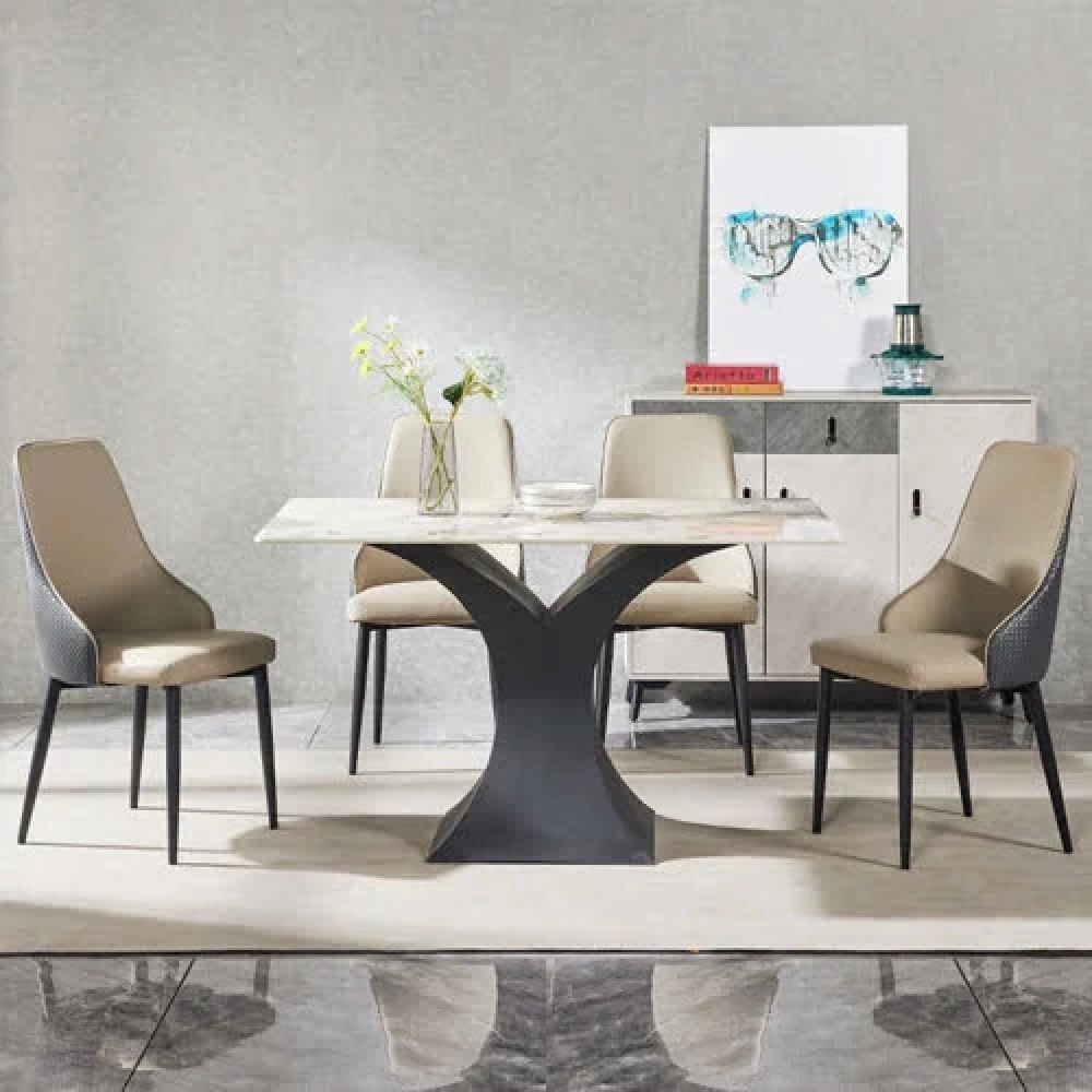 Bộ bàn ăn 4 ghế mặt đá hiện đại- Mã: T147-4×284