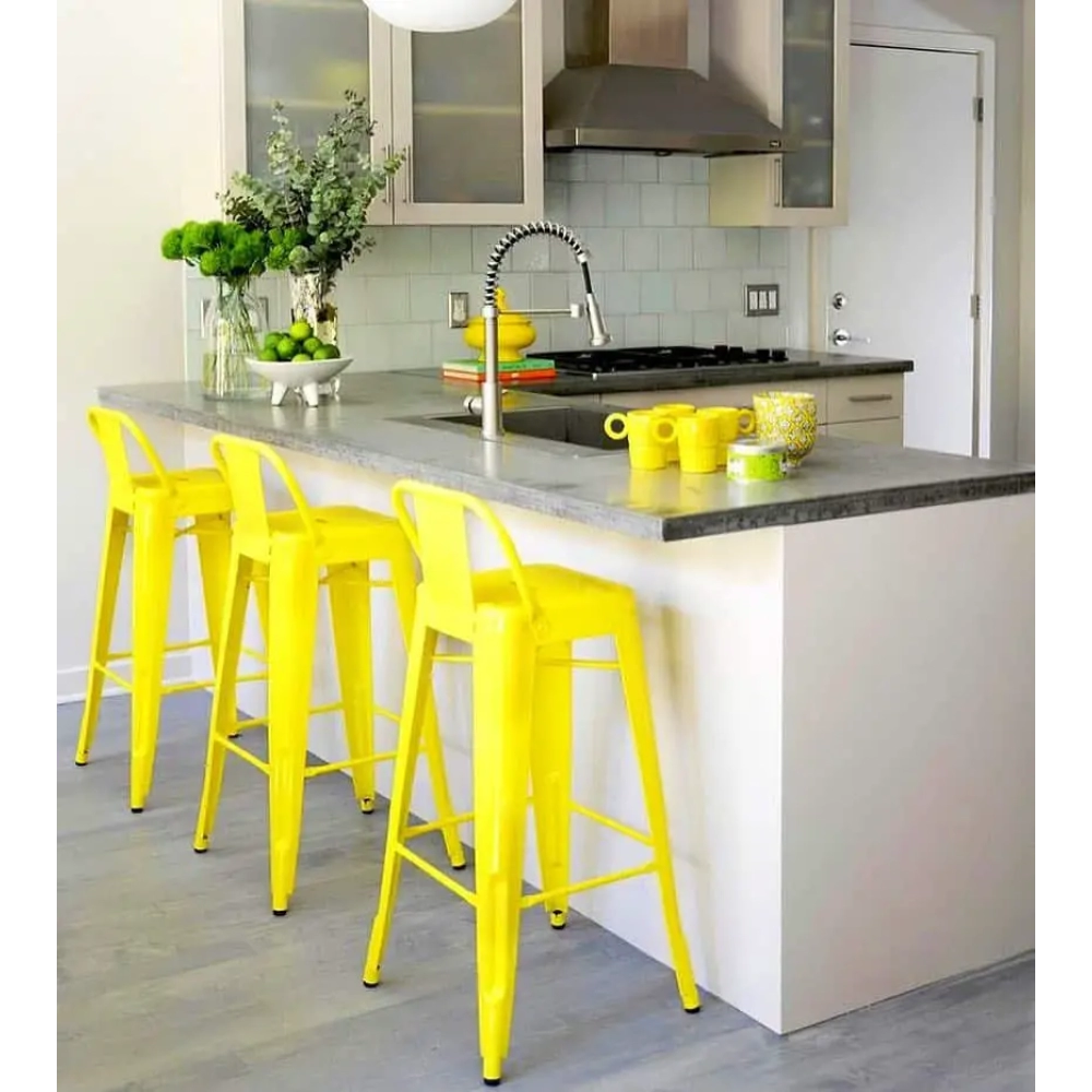 Ghế quầy bar tolix chân cao có lưng dựa – Mã: 304