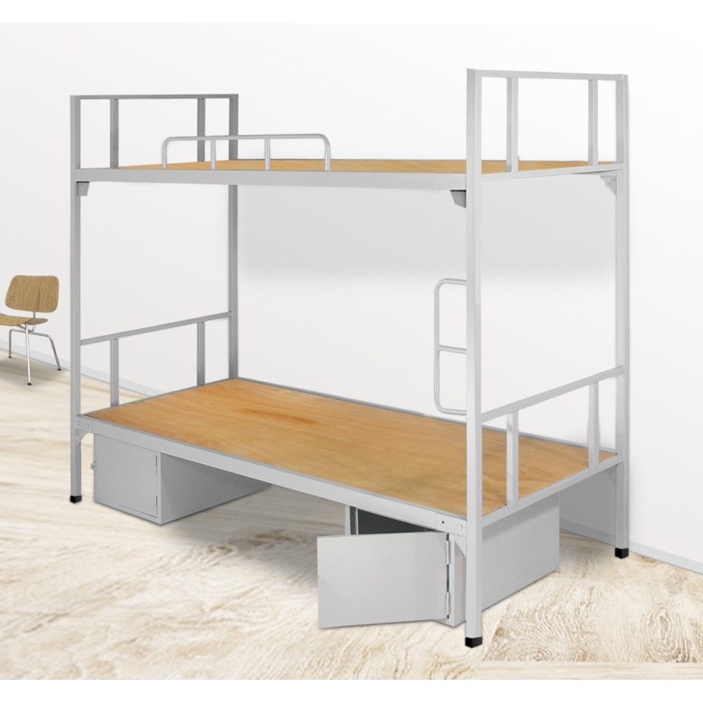 GT-04_Giường sắt 2 tầng đen có hộc giá rẻ