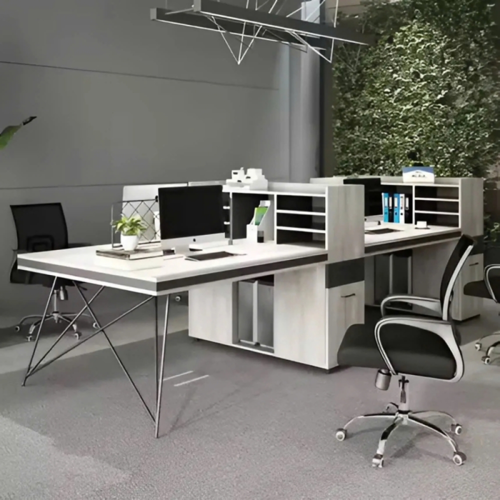 Cụm Bàn Làm Việc 4 Người Chân Sắt Hiện Đại – BC58