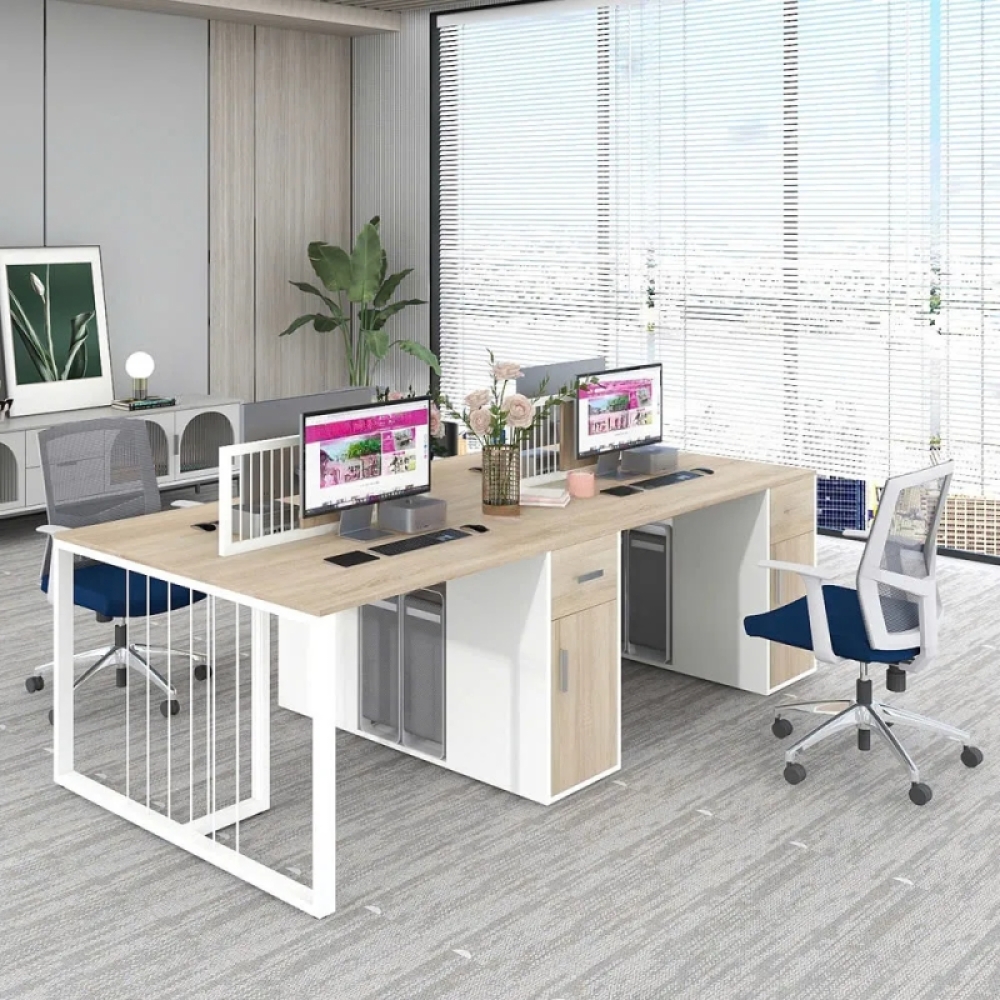 Cụm Bàn Làm Việc 4 Người Tối Giản Hiện Đại – CB128