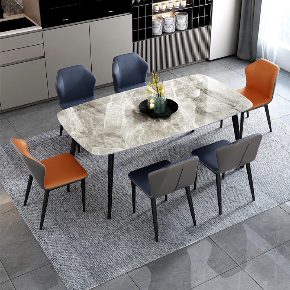 Bộ bàn ăn 6 ghế mặt đá nhập khẩu- Mã: T162-16-6×2119