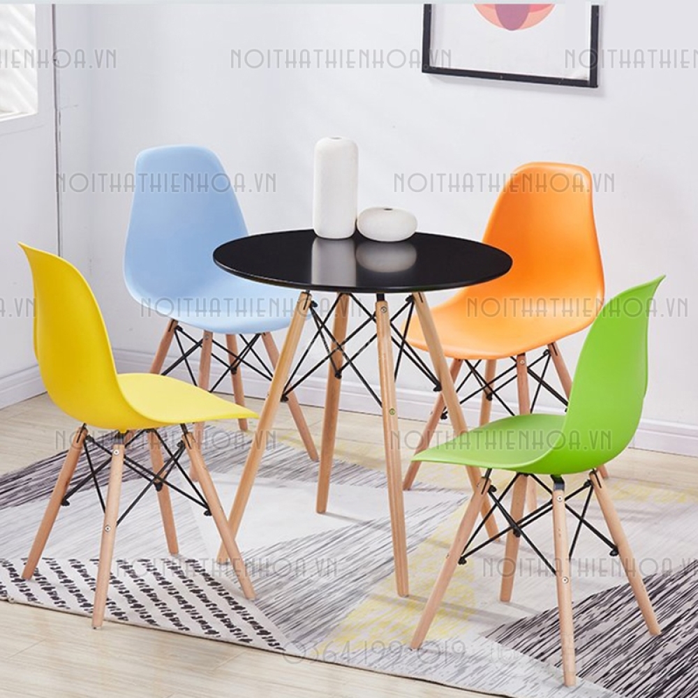 Bàn cafe Eames tròn D600 màu trắng