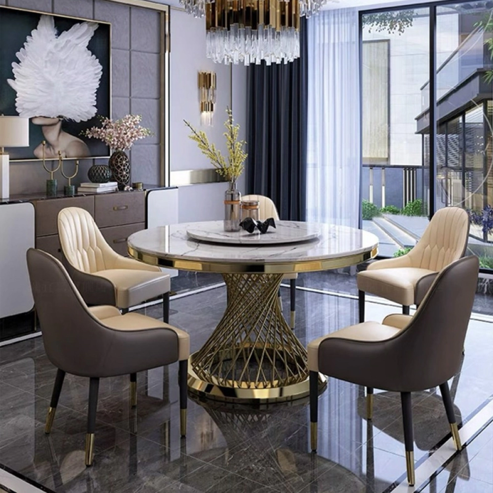 Bàn ăn tròn mặt đá mâm xoay- Mã: T1113