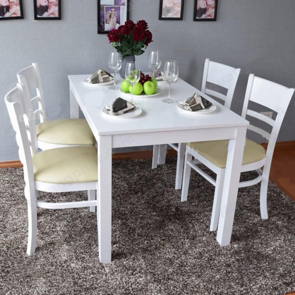 Bàn ăn cabin 4 chỗ màu trắng