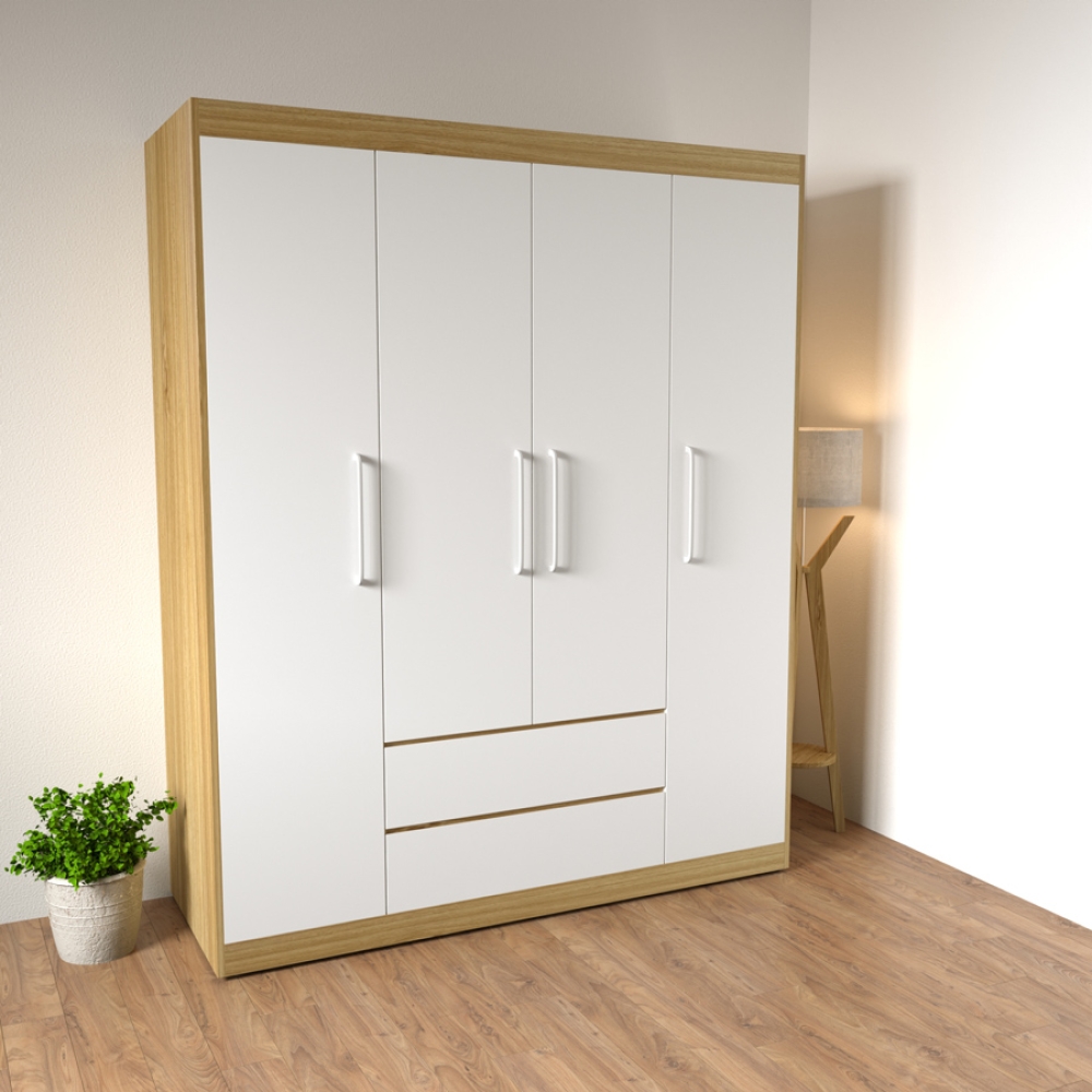 tủ quần áo 4 cánh mở trắng TA-108