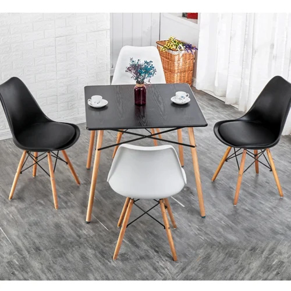 Ghế cafe fastfood nhựa lót nệm chân gỗ đan- Mã: 205A