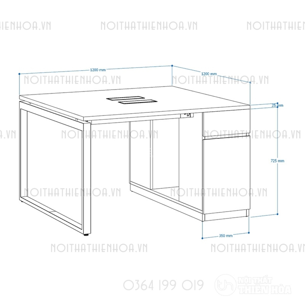 Module bàn 2 người 1m2 Eos EU1212-TP7-1