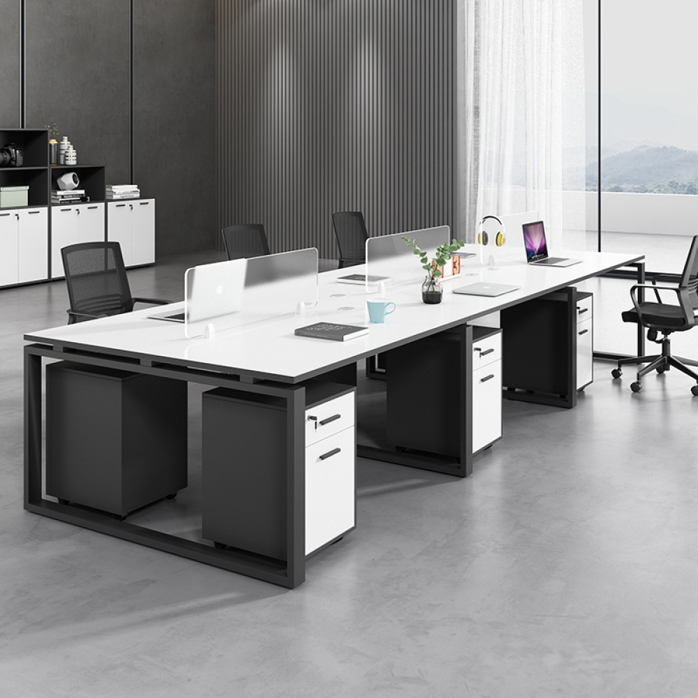 Cụm bàn làm việc chân sắt đẹp 4 chỗ – CB 10