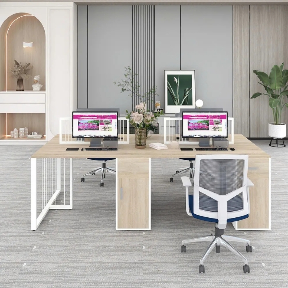 Cụm Bàn Làm Việc 4 Người Tối Giản Hiện Đại – CB128