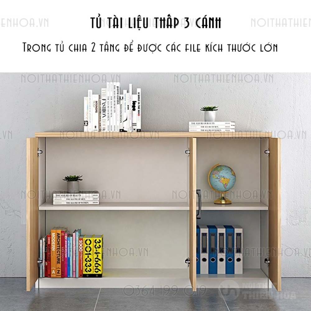 Tủ tài liệu thấp 4 cánh tủ phụ 06