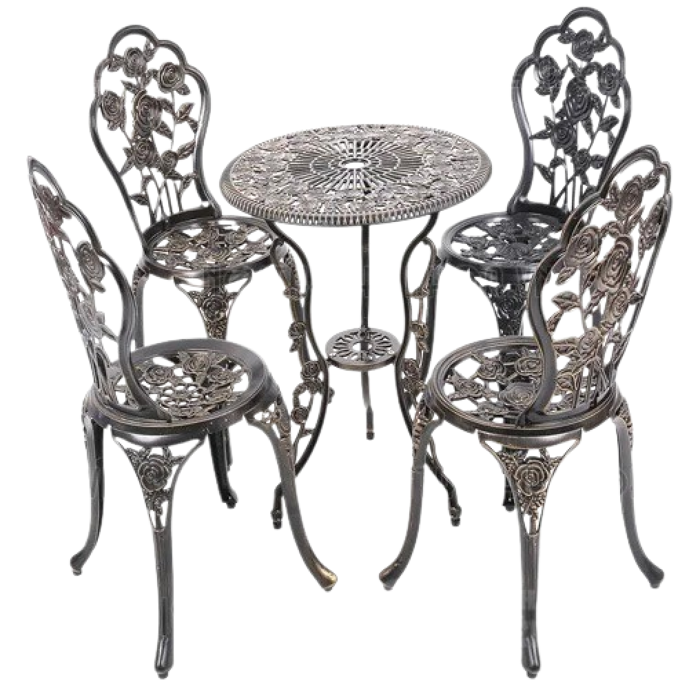 Bộ bàn ghế cafe nhôm đúc nghệ thuật sân vườn- Mã: T143A-4x276A