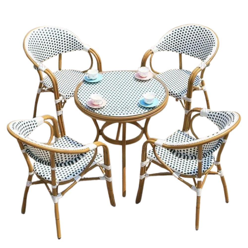 Bộ bàn cafe ngoài trời giả mây cao cấp- Mã: T192-4×280
