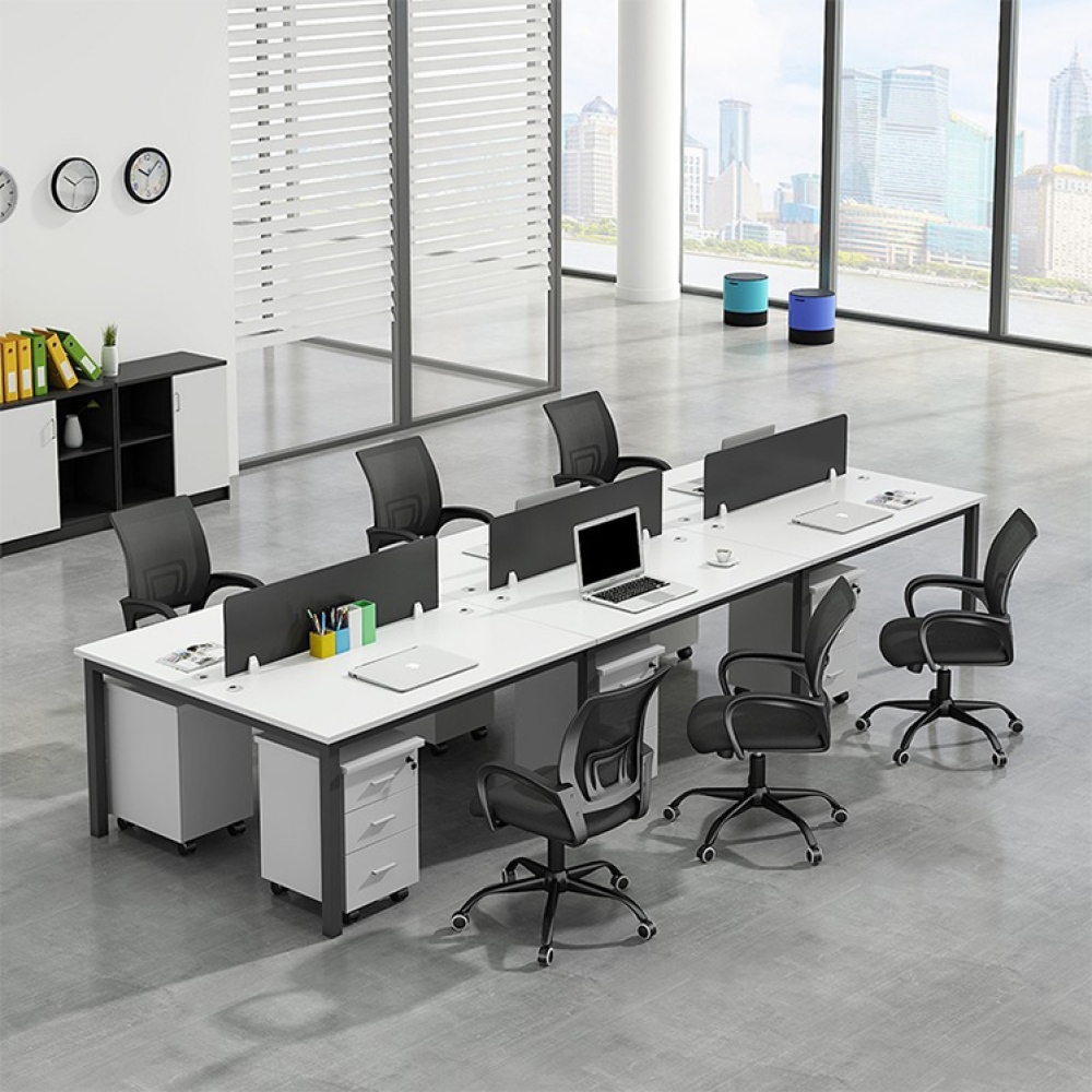 Modul bàn văn phòng 6 người trắng đen