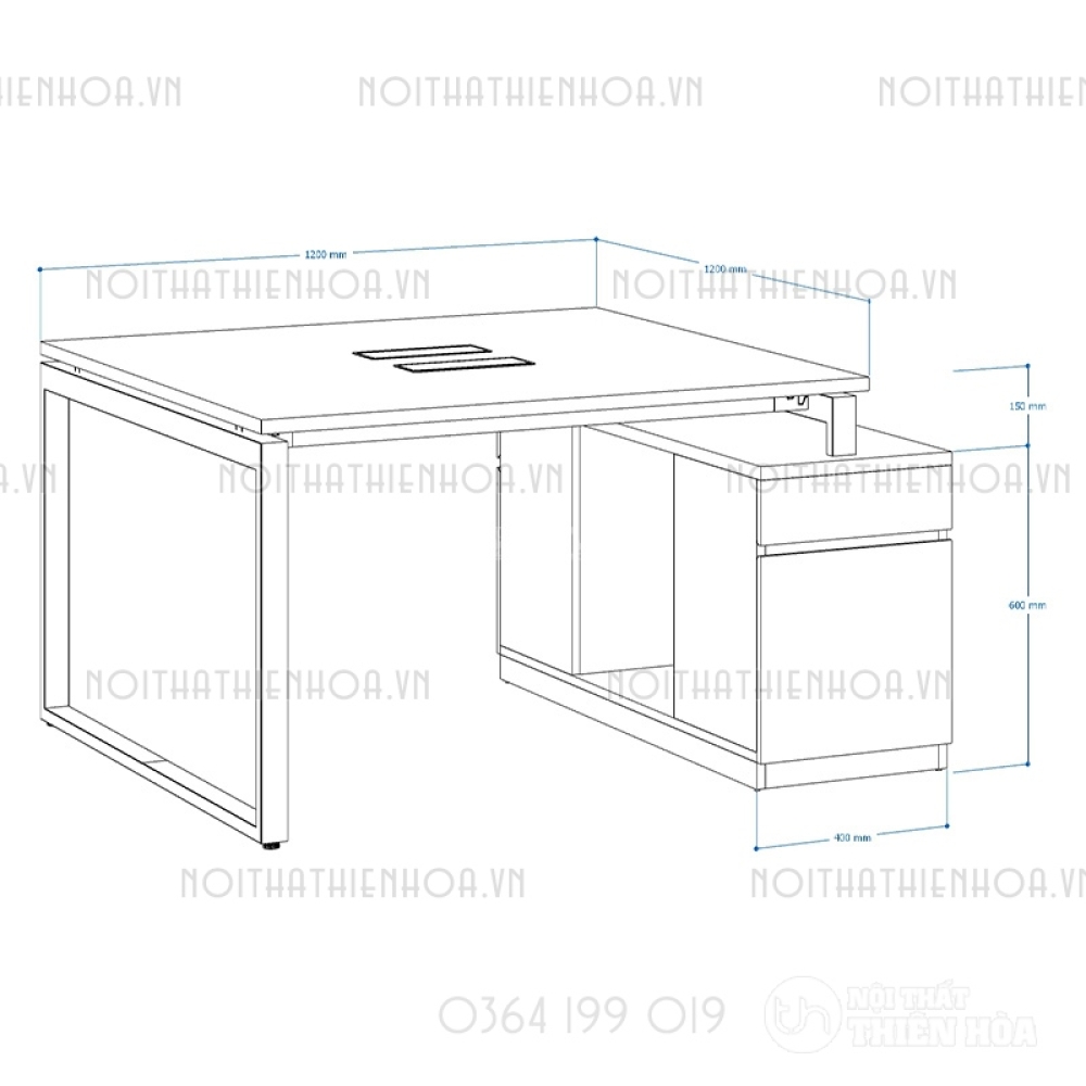 Module bàn 2 người 1m2 Eos EU1412-TP7