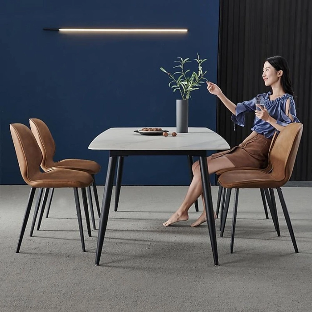 Bộ bàn ăn mặt đá hình chữ nhật 4 ghế – Mã: T162-14-4x267A