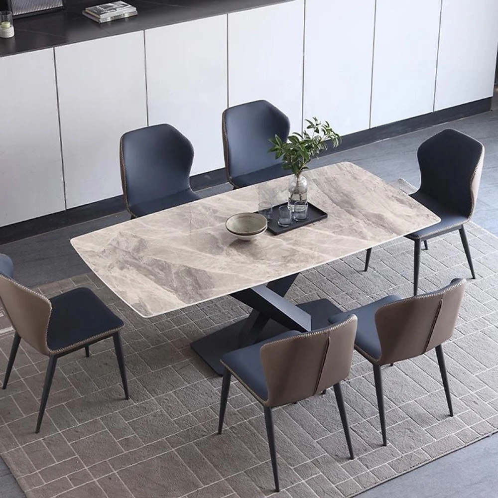 Bộ bàn ăn mặt đá 6 ghế cao cấp- Mã: T179-16-6×2119
