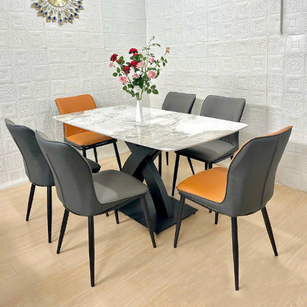 Bộ bàn ăn 6 ghế mặt đá- Mã: T1146-16-6×2510