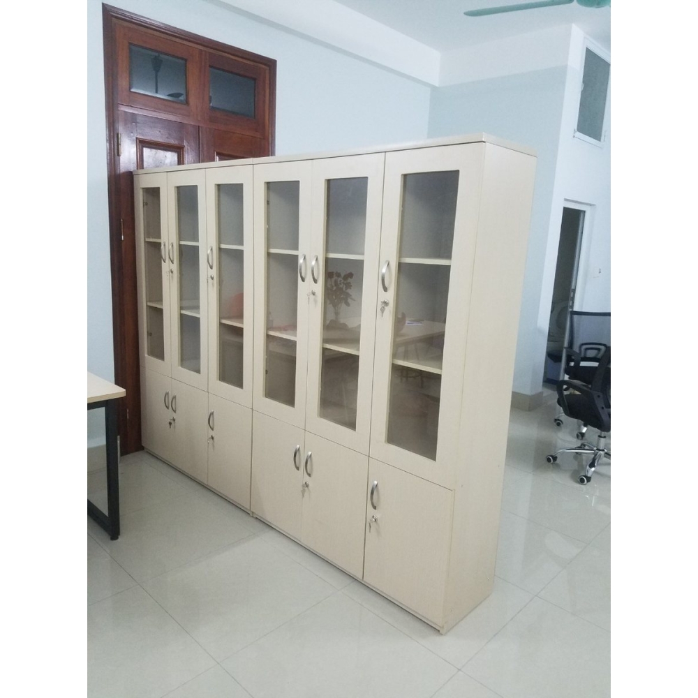 Tủ hồ sơ 3 cánh kính vân óc chó đẹp