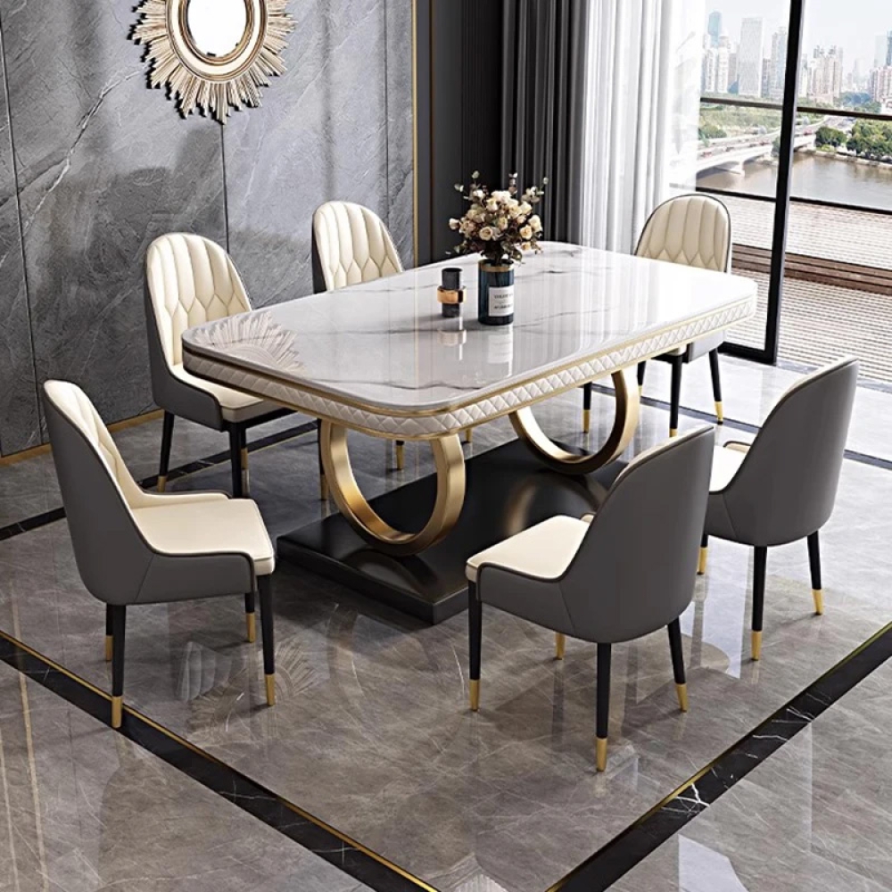 Bộ bàn ăn 6 ghế mặt đá sang trọng- Mã: T1139-16-6×284