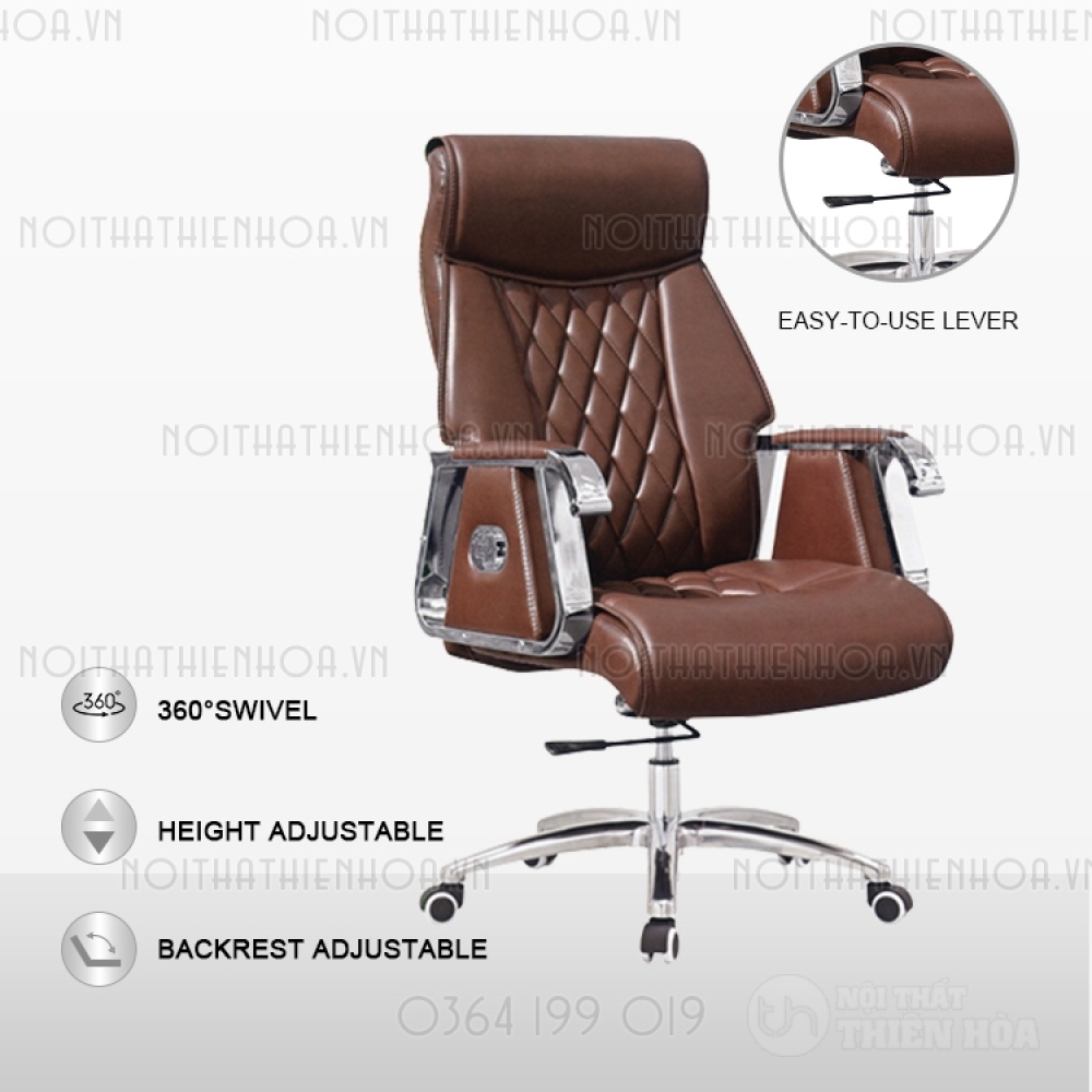 Ghế giám đốc lãnh đạo bọc da nâu cao cấp