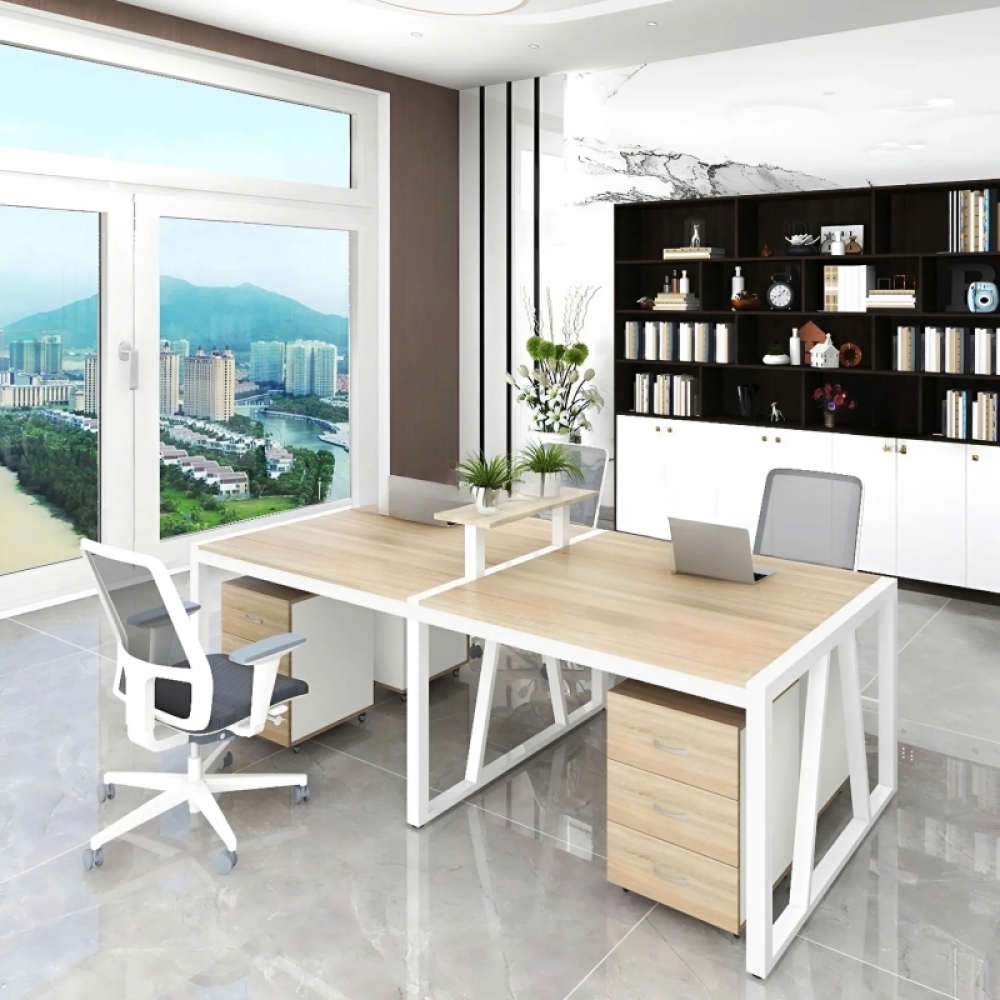 Cụm Bàn Làm Việc 4 Người Chân Sắt Sơn Tĩnh Điện 2m4 – BC56