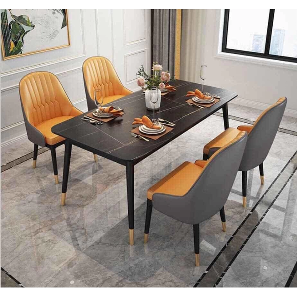 Bộ bàn ăn 4 ghế mặt đá hiện đại- Mã: T147-4×284