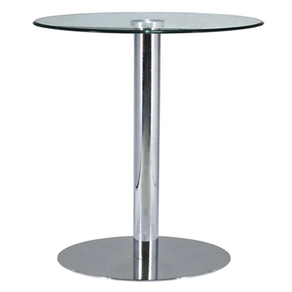 Bàn cafe tiếp khách mặt kính chân trụ inox – Mã : T114K