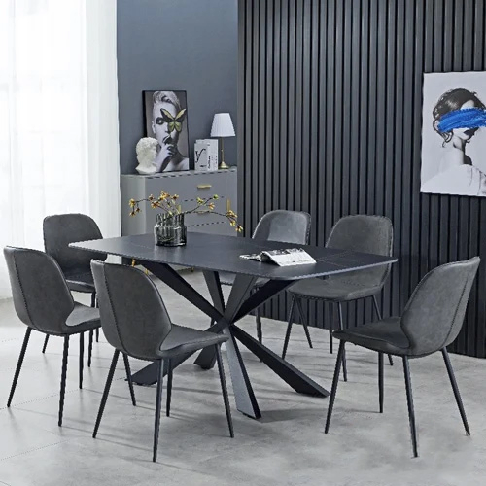 Bộ bàn ăn mặt đá 6 ghế nhập khẩu- Mã: T163-6x267A