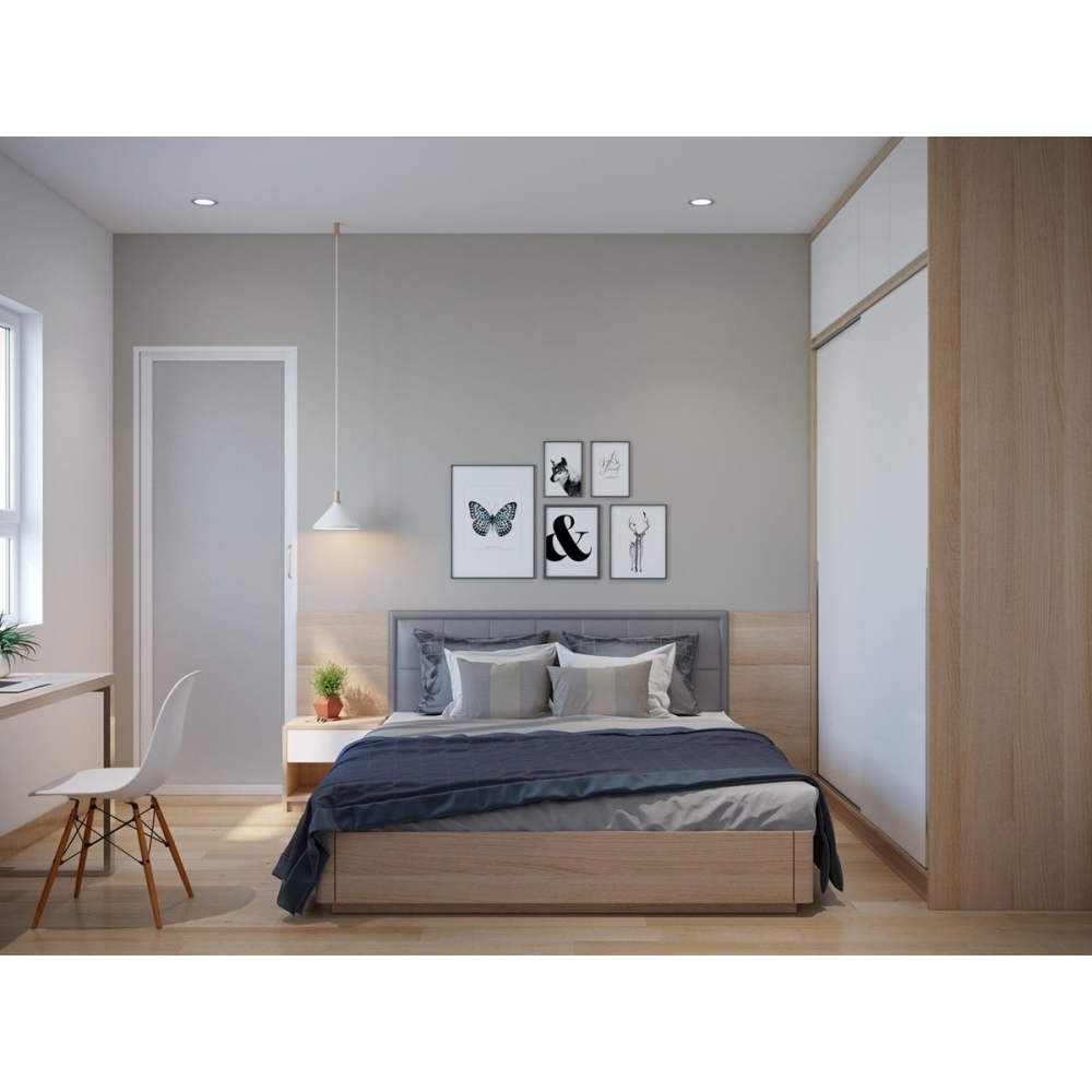 Bộ phòng ngủ vàng phối trắng – 07