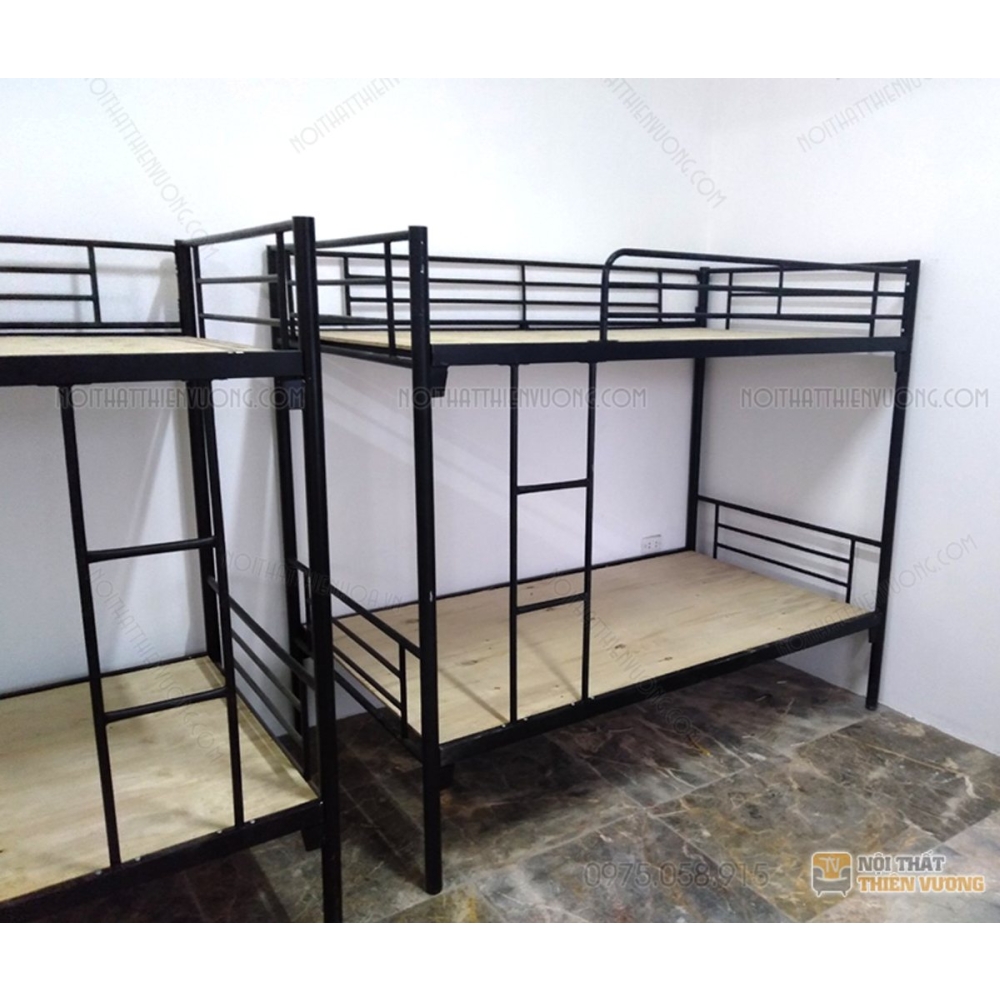 GT-04_Giường sắt 2 tầng đen có hộc giá rẻ