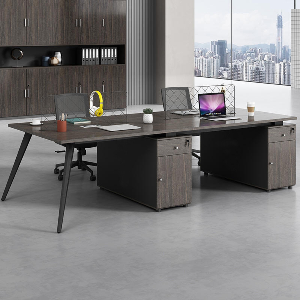 Cụm bàn làm việc 4 người chân côn tròn