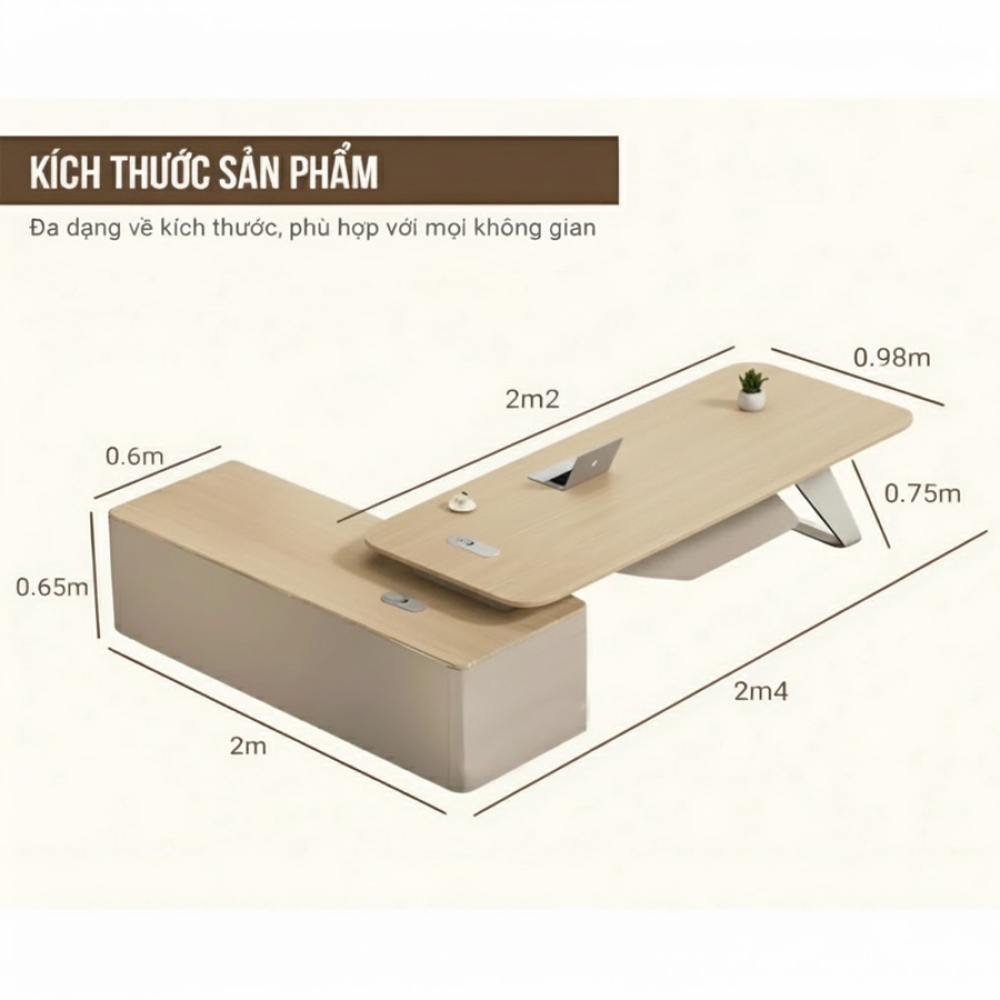 Bàn Giám Đốc Hiện Đại Chân Uốn Lượn Tinh Tế – BGD101