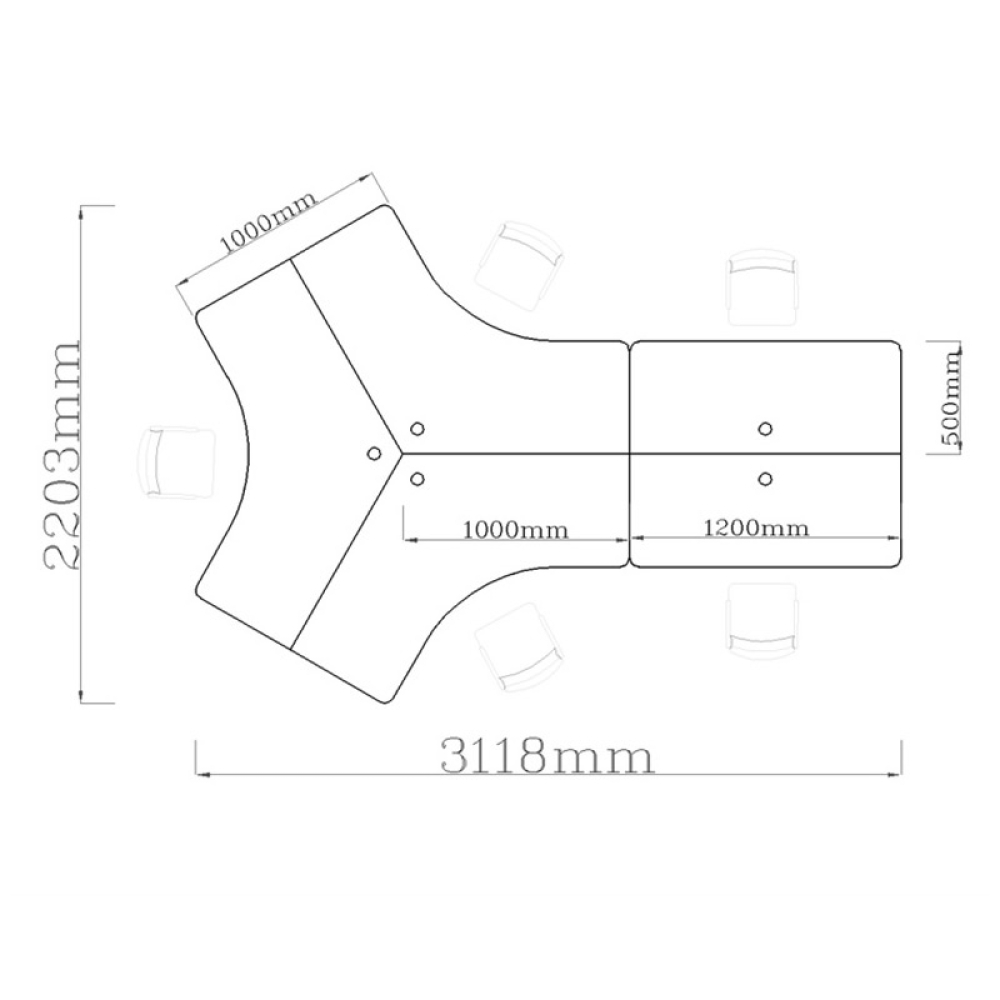 Cụm bàn làm việc (4+1) người CG05-3122