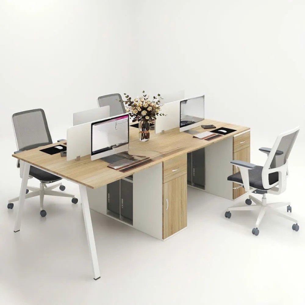 Cụm Bàn Làm Việc 4 Người Chân Sắt Sơn Tĩnh Điện Sang Trọng – BC110