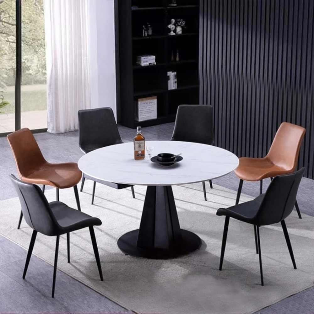 Bộ bàn ăn tròn mặt đá thông minh- Mã: T1106-6×2109