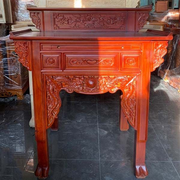 Bàn thờ gia tiên gỗ gõ đỏ 2 tầng - G2