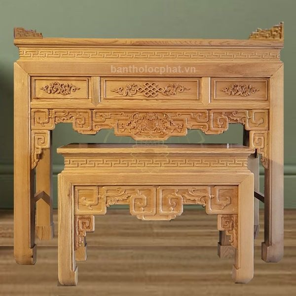 Bàn thờ gia tiên gỗ sồi kèm tủ - BT8