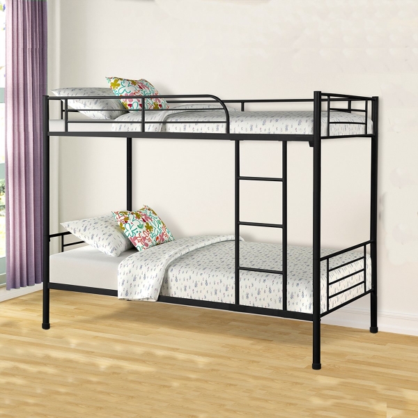 Giường sắt tầng không hộc màu trắng