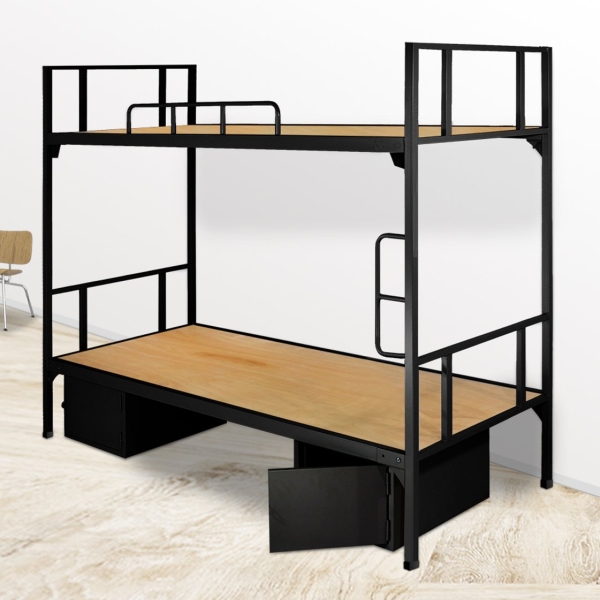 GT-04_Giường sắt 2 tầng đen có hộc giá rẻ