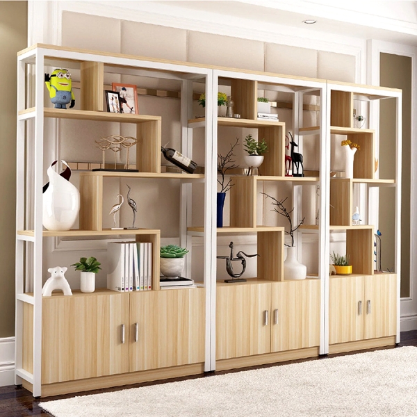 Kệ gỗ sắt có tủ  phong cách hiện đại 01