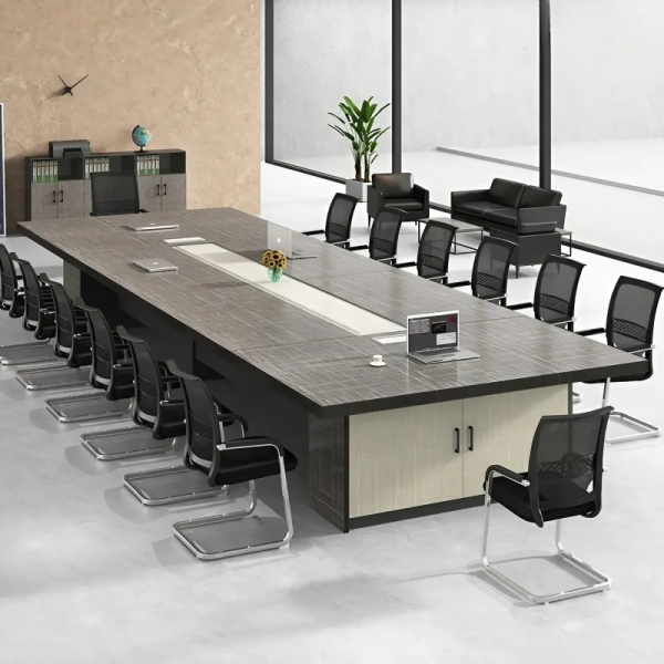Bàn Họp Văn Phòng Gỗ MDF Màu Vân Tự Nhiên – BH41