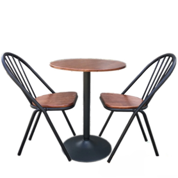 Bàn café chân sắt mặt gỗ ngoài trời – Mã: T173A