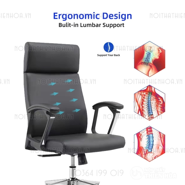 Ghế làm việc sếp, giám đốc, quản lý Ergonomic da cao cấp