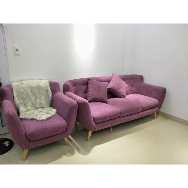 Sofa văng nỉ xanh SF-24
