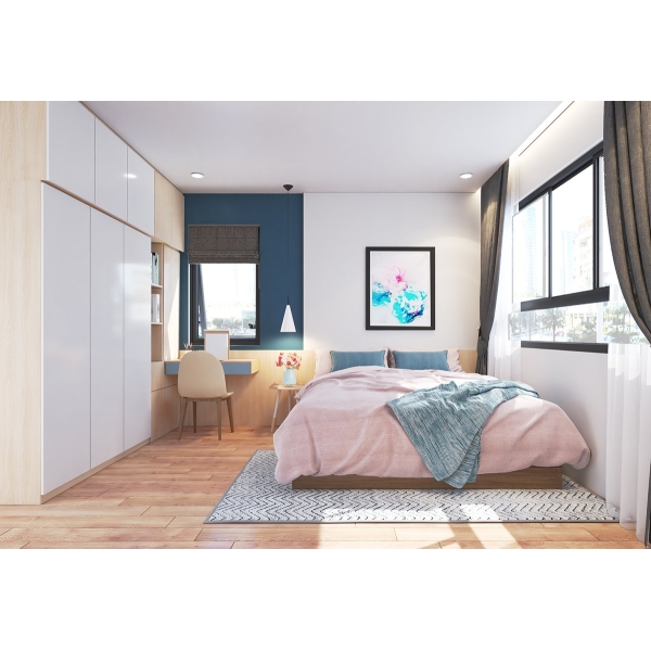 Bộ phòng ngủ tủ 3 cánh trắng – 08