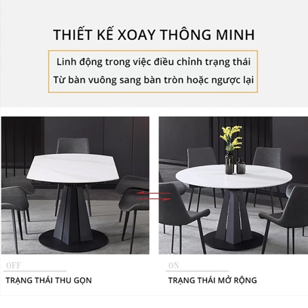 Bàn ăn tròn mặt đá thông minh- Mã: T1106